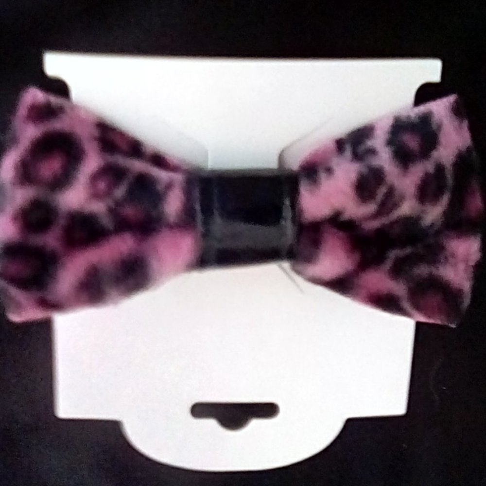💓Hot Pink Leopard Faux Fur print Hair bow/Rockabilly/Retro Goth/Pinup💞